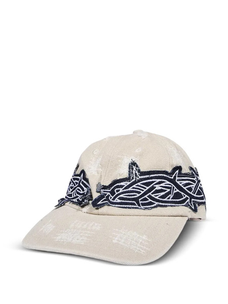  Who Decides War Distressed-effect Baseball Cap - Neutrals 