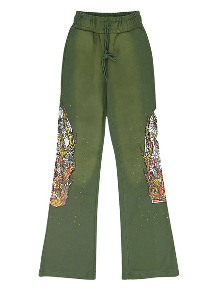  Who Decides War Drawstring Track Pants - Green 