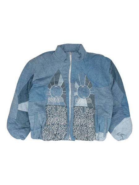  Who Decides War Embroidered Bomber Jacket - Blue 