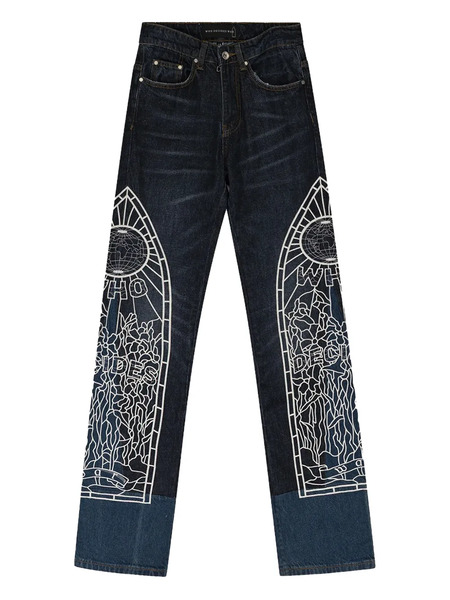  Who Decides War Embroidered Jeans - Blue 