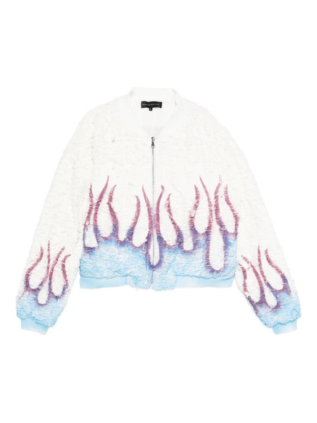  Who Decides War Flame-design Bomber Jacket - White 