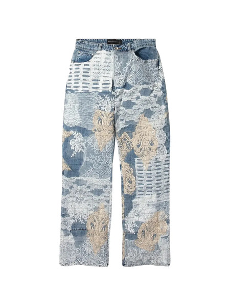  Who Decides War Grid Lace Jeans - Blue 