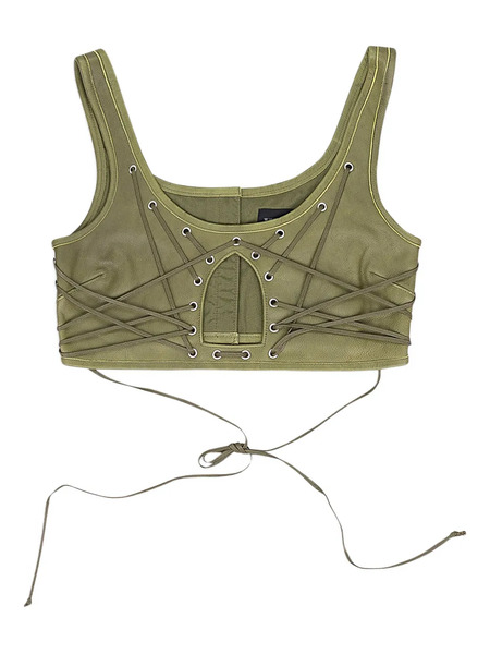  Who Decides War Laced Crop Top - Green 