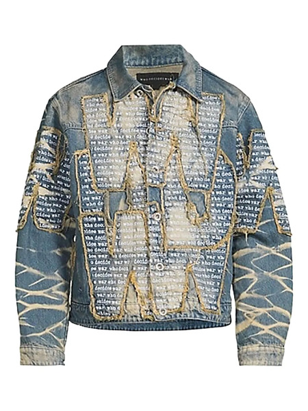 Who Decides War Overlay Denim Jacket - Blue 