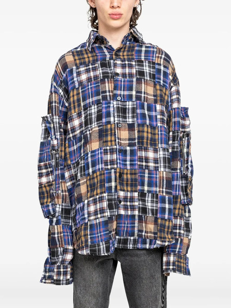  Who Decides War Patchwork-design Shirt - Blue 