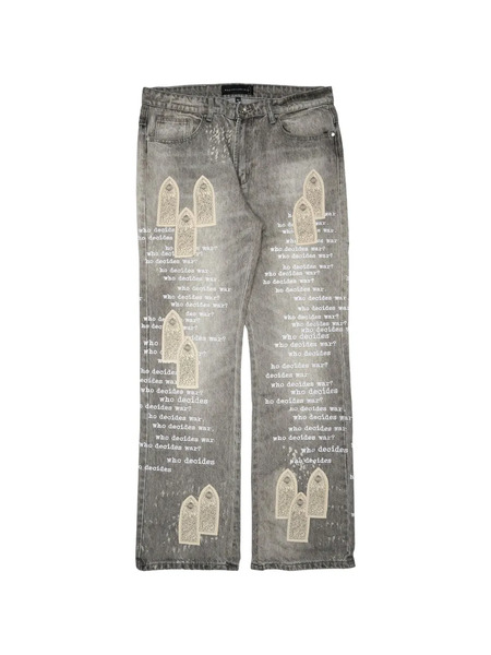  Who Decides War Scripture Bootcut Jeans - Grey 