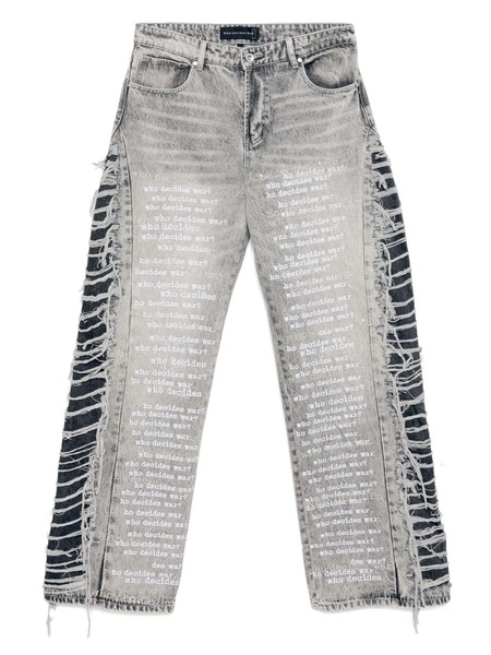  Who Decides War Ultra Flared Scripture Jeans - Grey 
