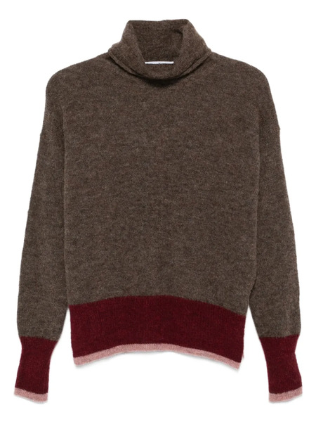  Why Ci Roll-neck Panelled Sweater - Brown 