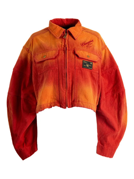  Willy Chavarria Zip-up Point-collar Cropped Jacket - Orange 