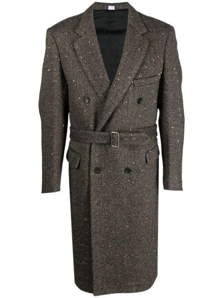  Winnie Ny Double-breasted Herringbone Peacoat - Black 