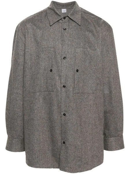  Winnie Ny Herringbone-pattern Mélange Shirt - Grey 