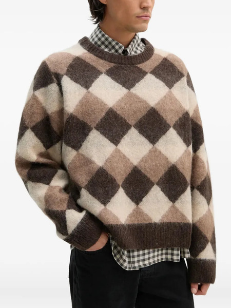  Won Hundred Argyle-pattern Crew-neck Sweater - Brown 