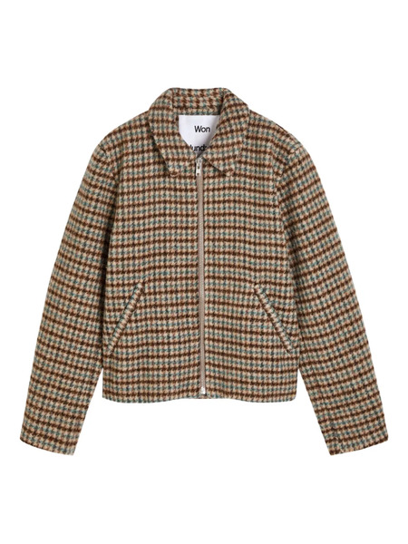  Won Hundred Checked Zip Overshirt - Brown 