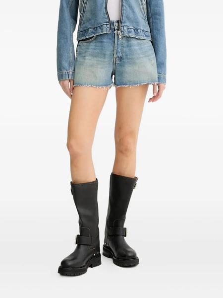  Won Hundred Frayed-hem Denim Shorts - Blue 