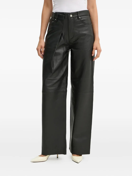 Won Hundred Pleated-front Leather Trousers - Black 