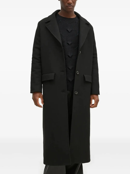  Won Hundred Single-breasted Longline Coat - Black 