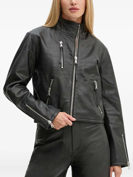  Won Hundred Zip-up Leather Jacket - Black 