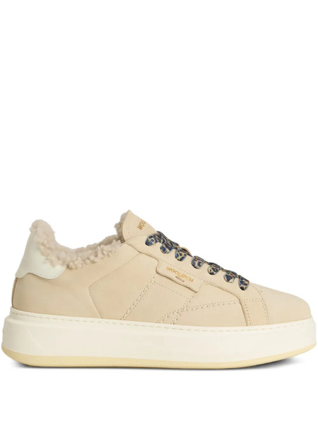  Woolrich Arrow Shearling Platform Sneakers - Neutrals 