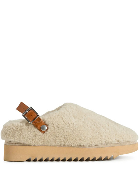  Woolrich Buckle-strap Sheepskin Mules - White 