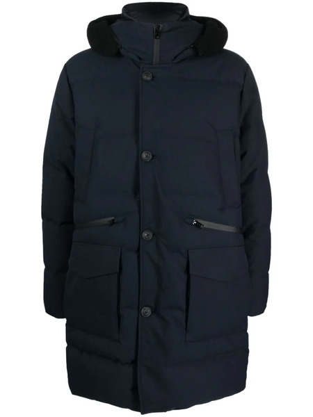  Woolrich Button-fastening Hooded Padded Coat - Blue 