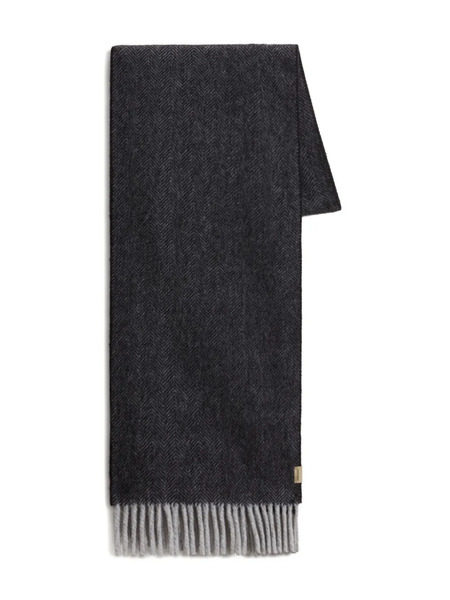  Woolrich Check Fringed Scarf - Grey 
