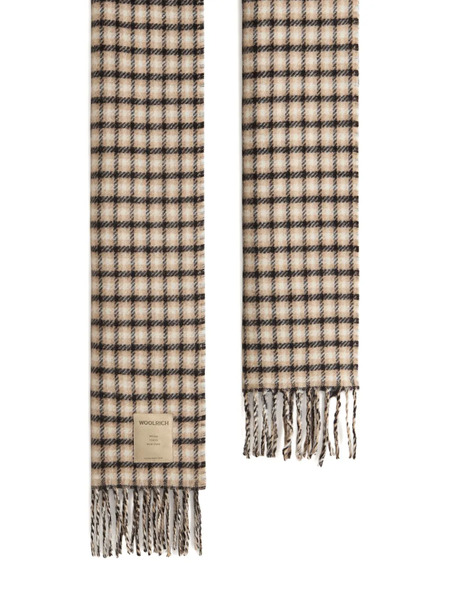  Woolrich Checked Fringed Scarf - Neutrals 