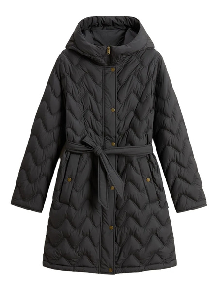  Woolrich Chevron-quilted Hooded Coat - Black 