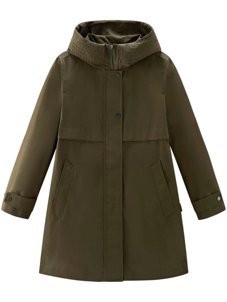  Woolrich Cotton Hooded Parka Coat - Green 