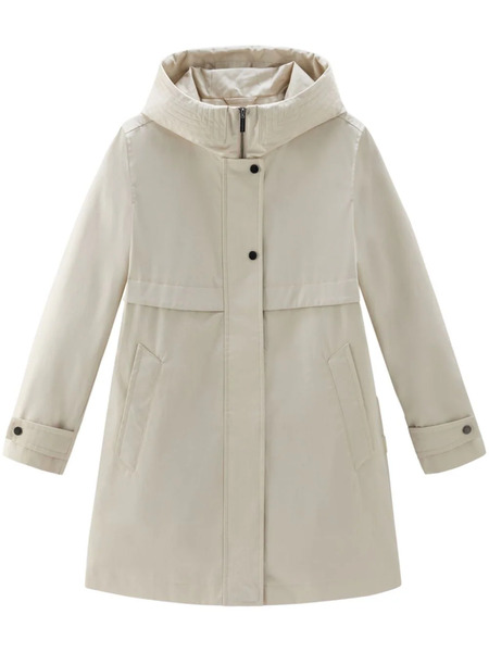  Woolrich Cotton Hooded Parka Coat - Neutrals 