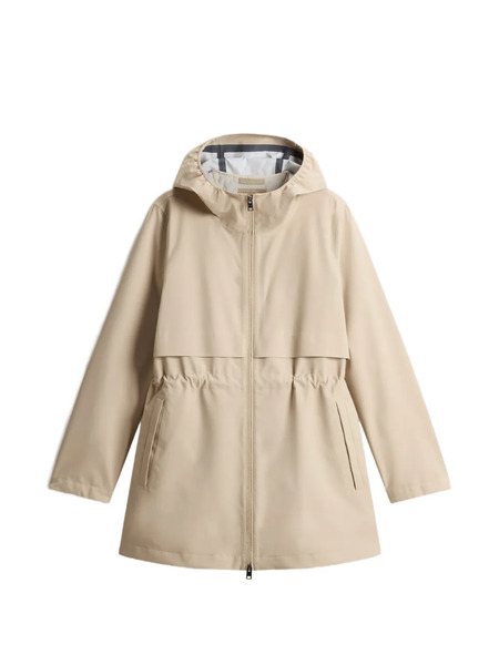  Woolrich Drawstring Hooded Parka Coat - Neutrals 