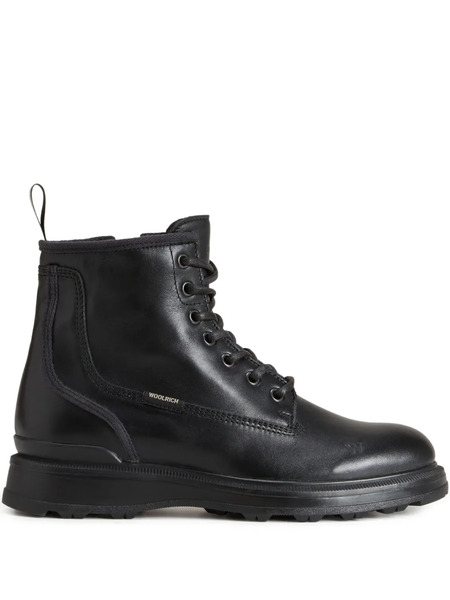  Woolrich Grove Leather Combat Boots - Black 