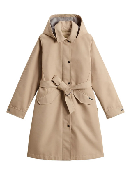  Woolrich Hooded Belted Water-resistant Trench Coat - Neutrals 