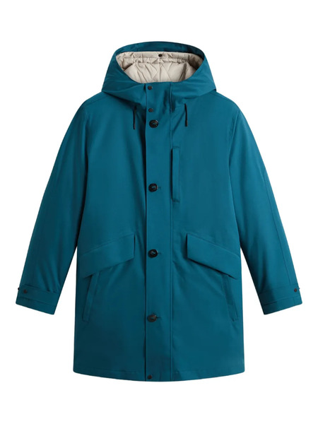  Woolrich Hooded Button Raincoat - Blue 