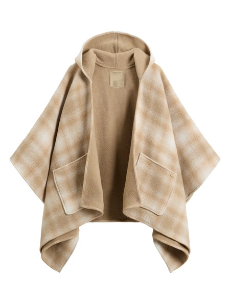  Woolrich Hooded Plaid Cape - Neutrals 