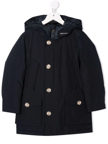  Woolrich Kids Collar-logo Hooded Padded Coat - Blue 