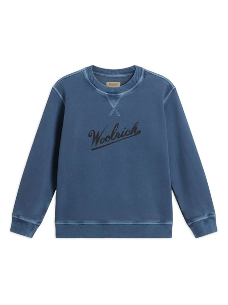  Woolrich Kids Garment-dyed Crew-neck Sweatshirt - Blue 