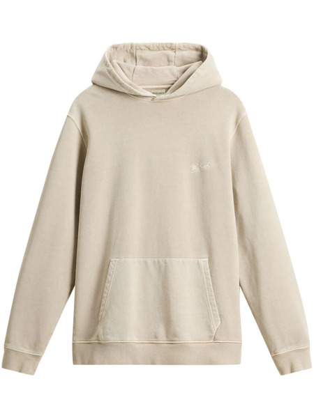  Woolrich Logo-embroidered Cotton Hoodie - Neutrals 
