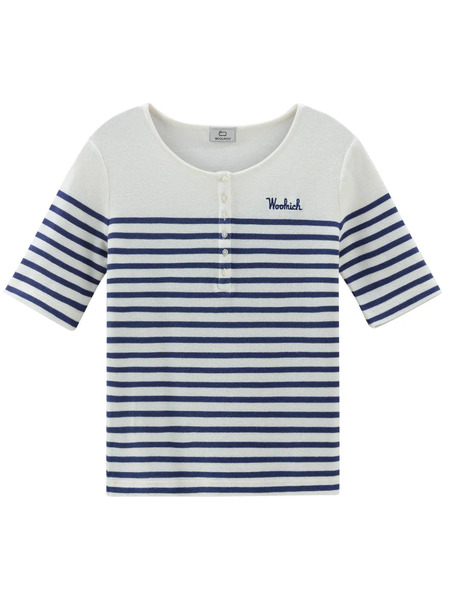  Woolrich Logo-embroidered Striped T-shirt - Blue 