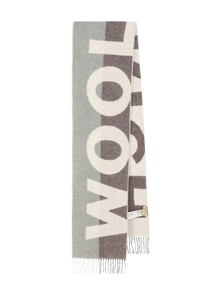  Woolrich Logo Fringed Scarf - Brown 