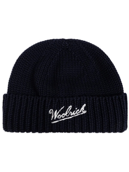  Woolrich Logo-intarsia Beanie - Blue 