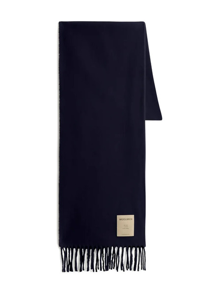  Woolrich Logo-patch Fringed Scarf - Blue 