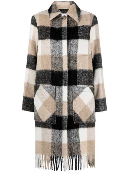 Woolrich Plaid-check Fringed-hem Coat - Neutrals 