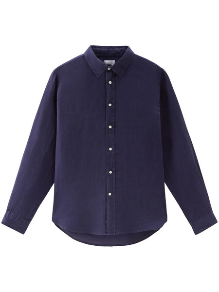  Woolrich Point-collar Linen Shirt - Blue 