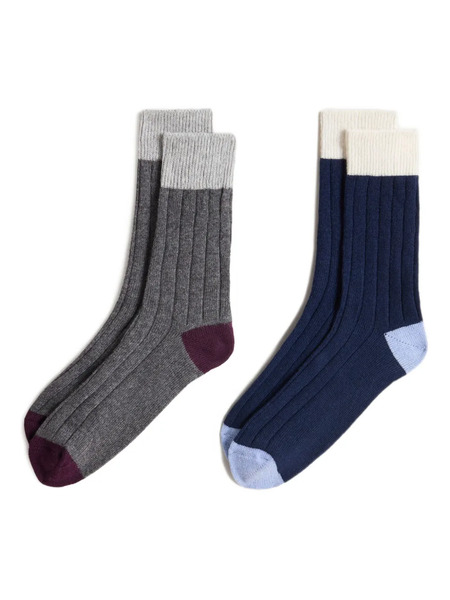  Woolrich Ribbed Wool Socks (pack Of Two) - Grey 