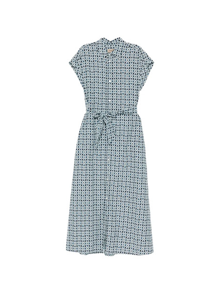 Woolrich Tie-waist Patterned Midi Dress - Blue 