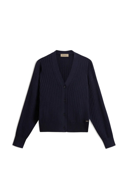  Woolrich V-neck Ribbed Cardigan - Blue 