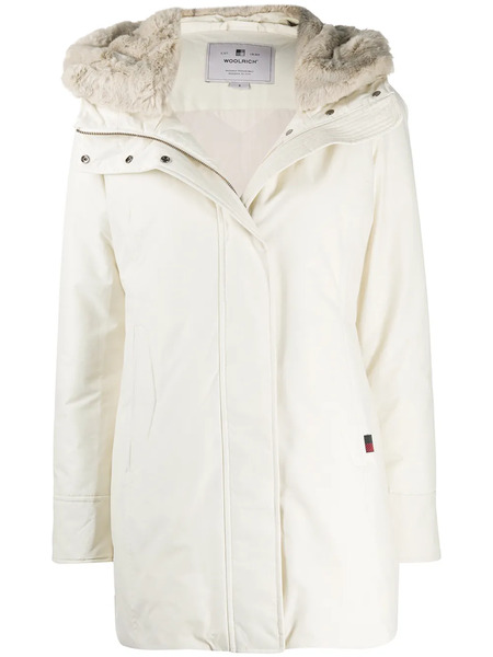  Woolrich Zip-up Hooded Coat - Neutrals 