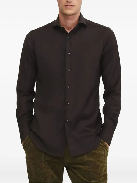  Xacus Button-cuff Wool Shirt - Brown 
