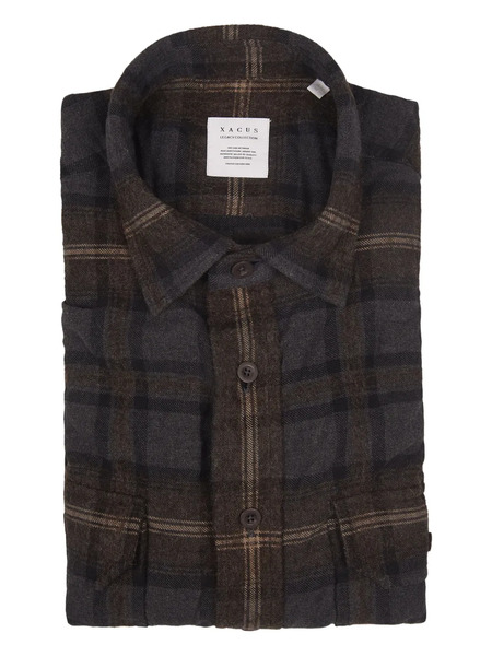  Xacus Buttoned Checked Shirt - Brown 