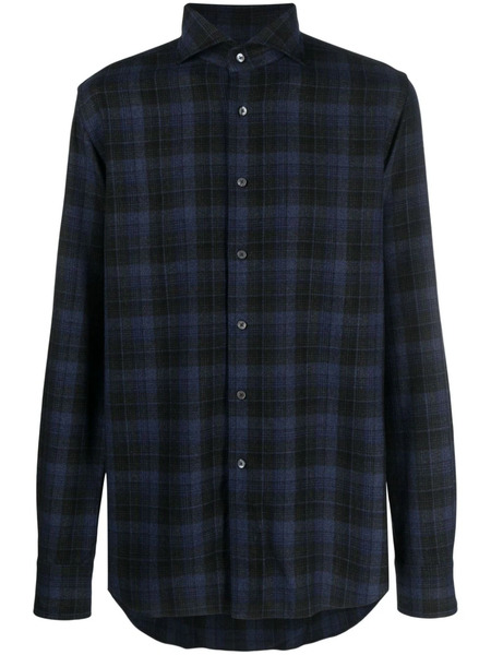  Xacus Check-pattern Long-sleeve Shirt - Black 